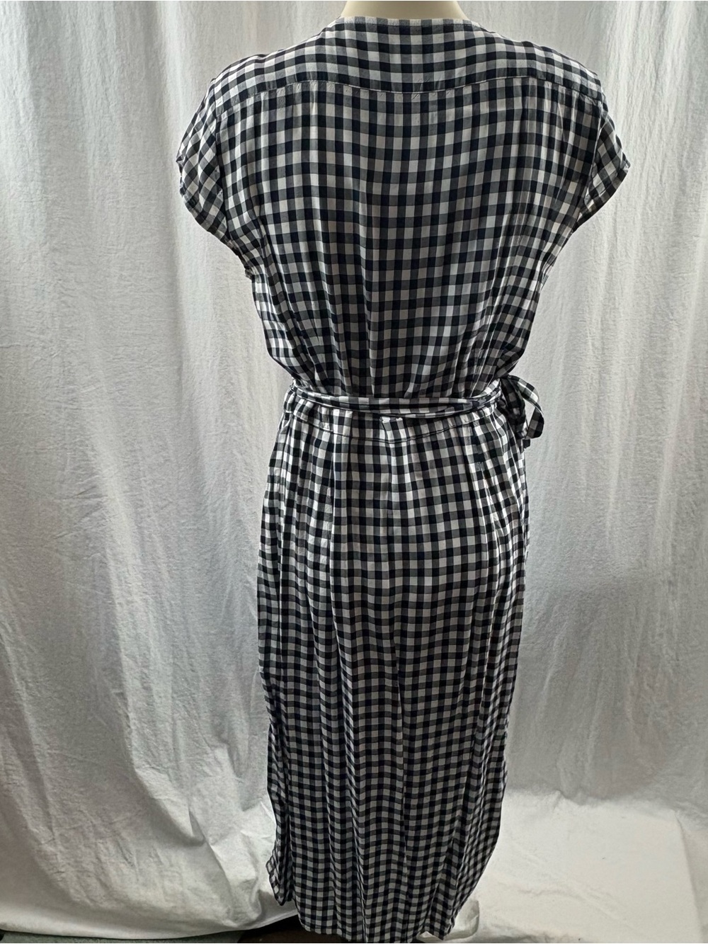 J. Crew Dark Navy & White Gingham Wrap Maxi Dress M - Picture 6 of 10